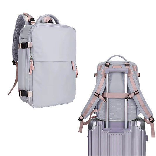 Travel Backpack Water-Resistant Carry On Backpack with Shoe Compartment Grey