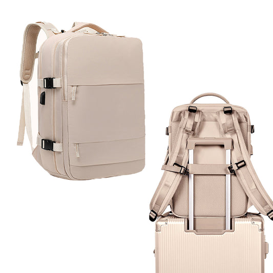 Travel Backpack Water-Resistant Carry On Backpack with Shoe Compartment White