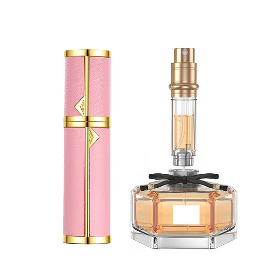 5ml PU Leather Refillable Travel Perfume Spray Bottle Perfume Container Pink
