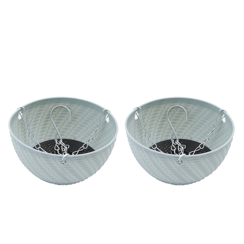 2Pcs Hanging Flower Basket Hanging Planters with Drainage Holes and Chain Blue