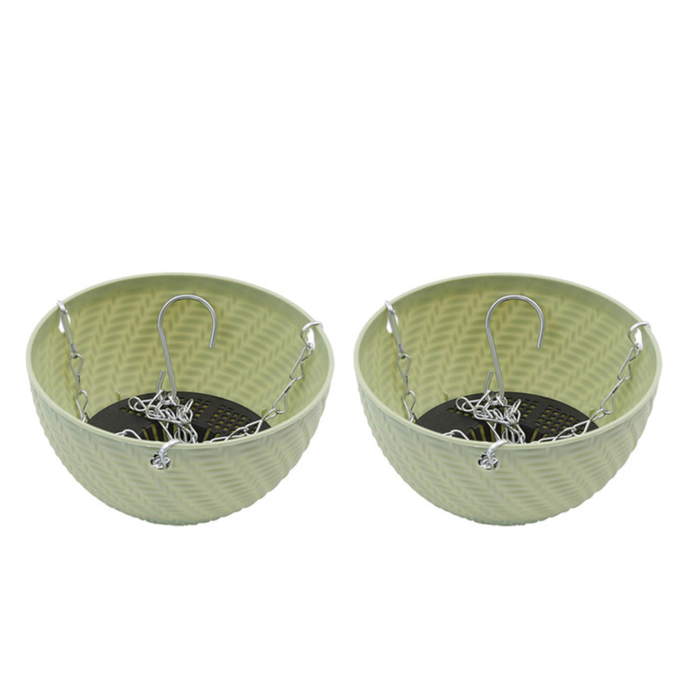 2Pcs Hanging Flower Basket Hanging Planters with Drainage Holes and Chain Green