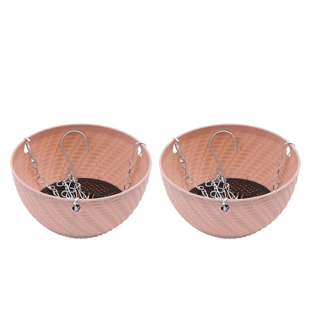2Pcs Hanging Flower Basket Hanging Planters with Drainage Holes and Chain Pink