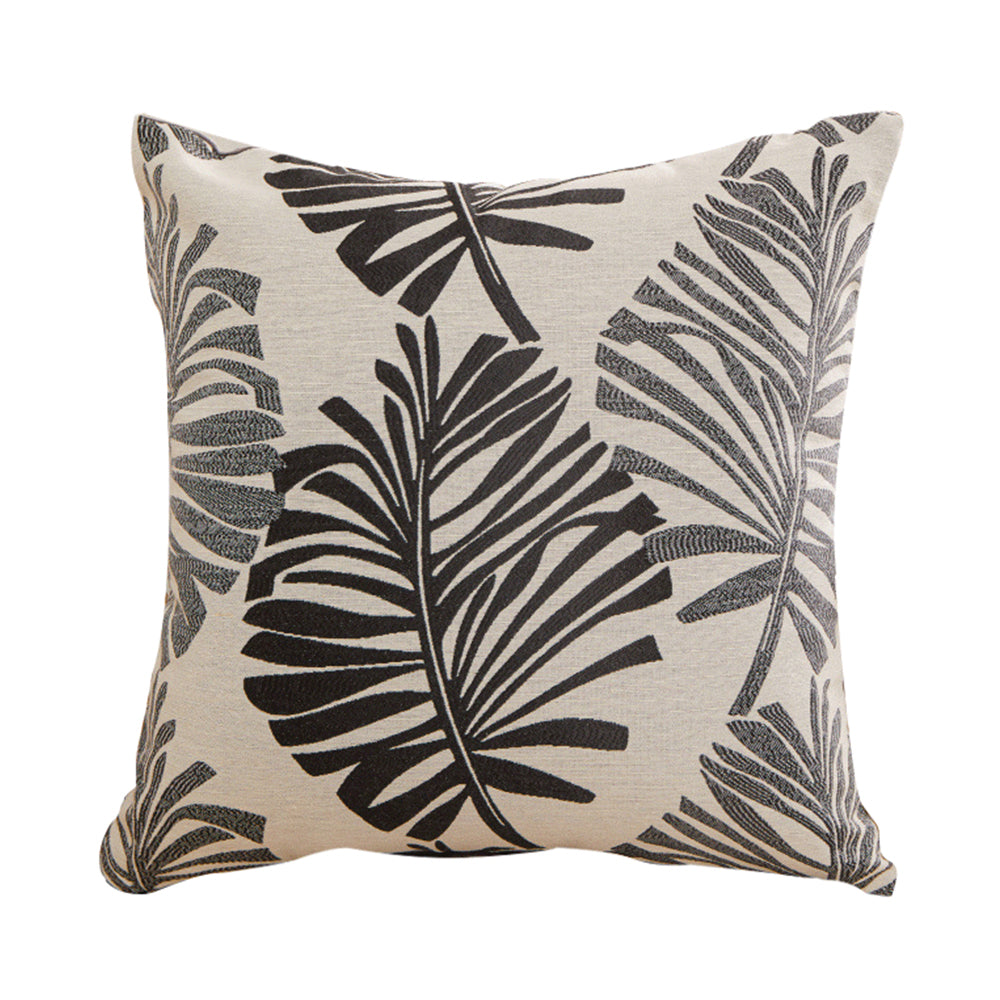 45x45cm Palm Leaf Floral Single-Sided Print Pillow Cover for Sofa Grey