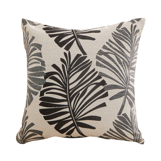 45x45cm Palm Leaf Floral Single-Sided Print Pillow Cover for Sofa Grey