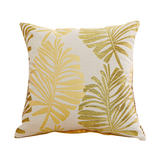 45x45cm Palm Leaf Floral Single-Sided Print Pillow Cover for Sofa Yellow
