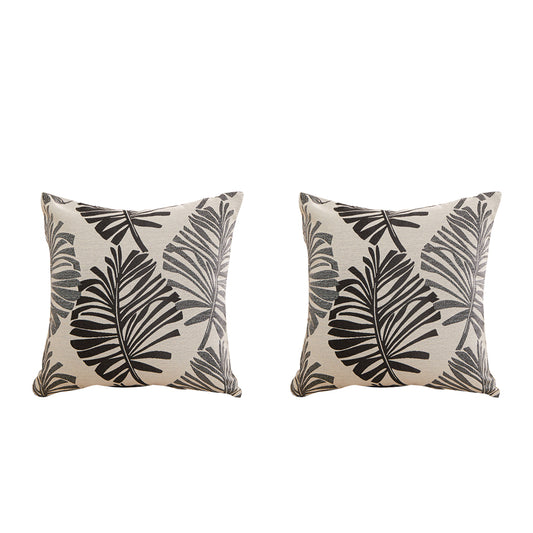 2Pcs 45x45cm Palm Leaf Floral Single-Sided Print Pillow Cover for Sofa Grey