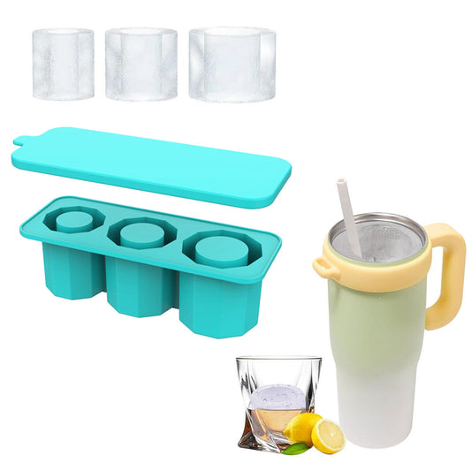 Silicone Ice Mold Maker with Lid for Stanley 30-40 Oz Tumbler Cup Blue