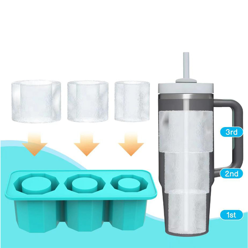 Silicone Ice Mold Maker with Lid for Stanley 30-40 Oz Tumbler Cup Blue