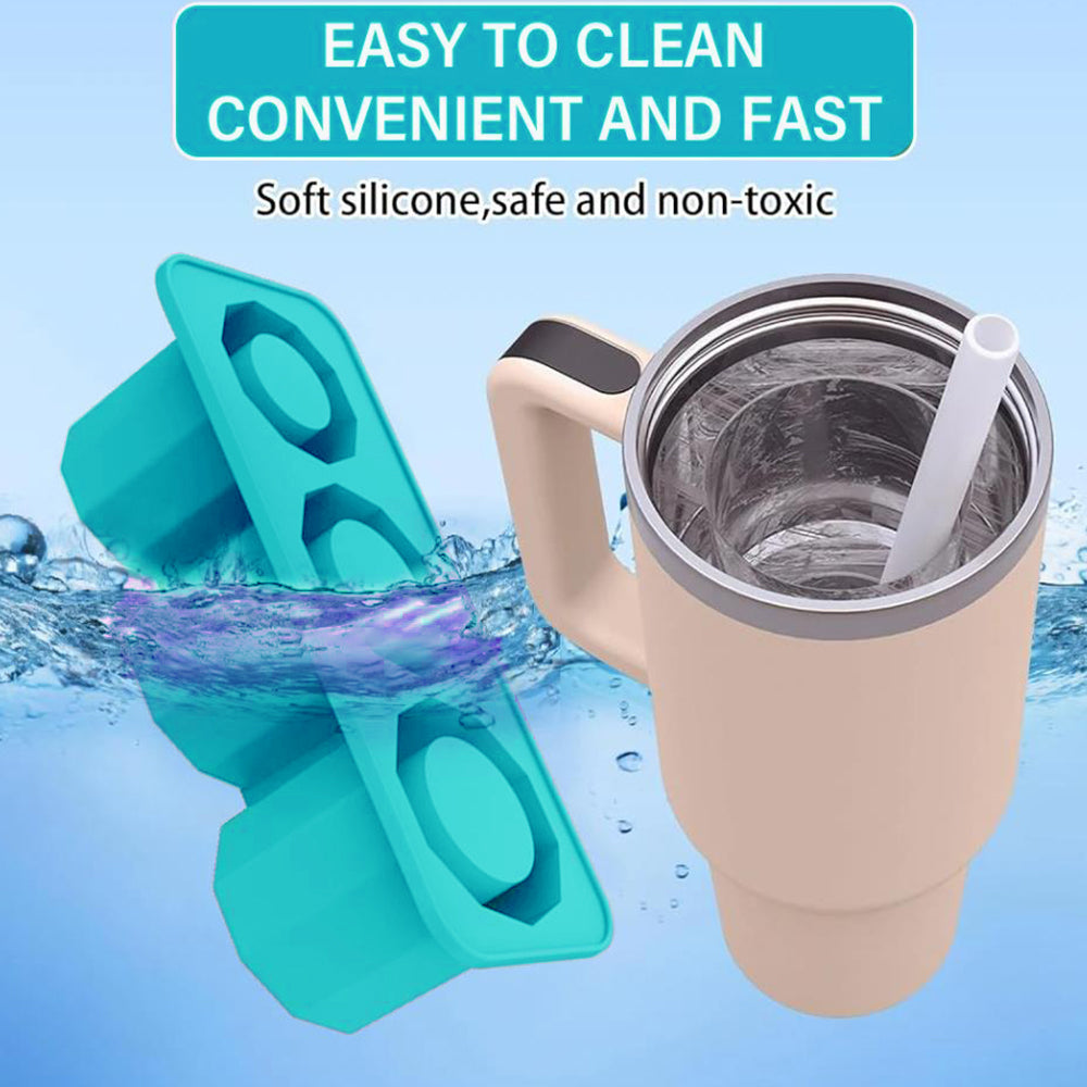 Silicone Ice Mold Maker with Lid for Stanley 30-40 Oz Tumbler Cup Blue