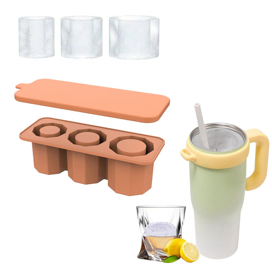 Silicone Ice Mold Maker with Lid for Stanley 30-40 Oz Tumbler Cup Brown