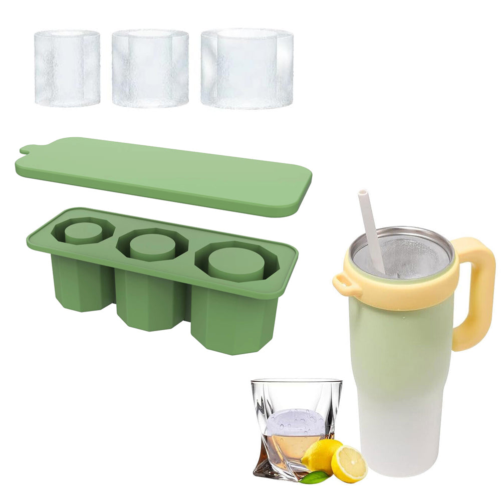 Silicone Ice Mold Maker with Lid for Stanley 30-40 Oz Tumbler Cup Green