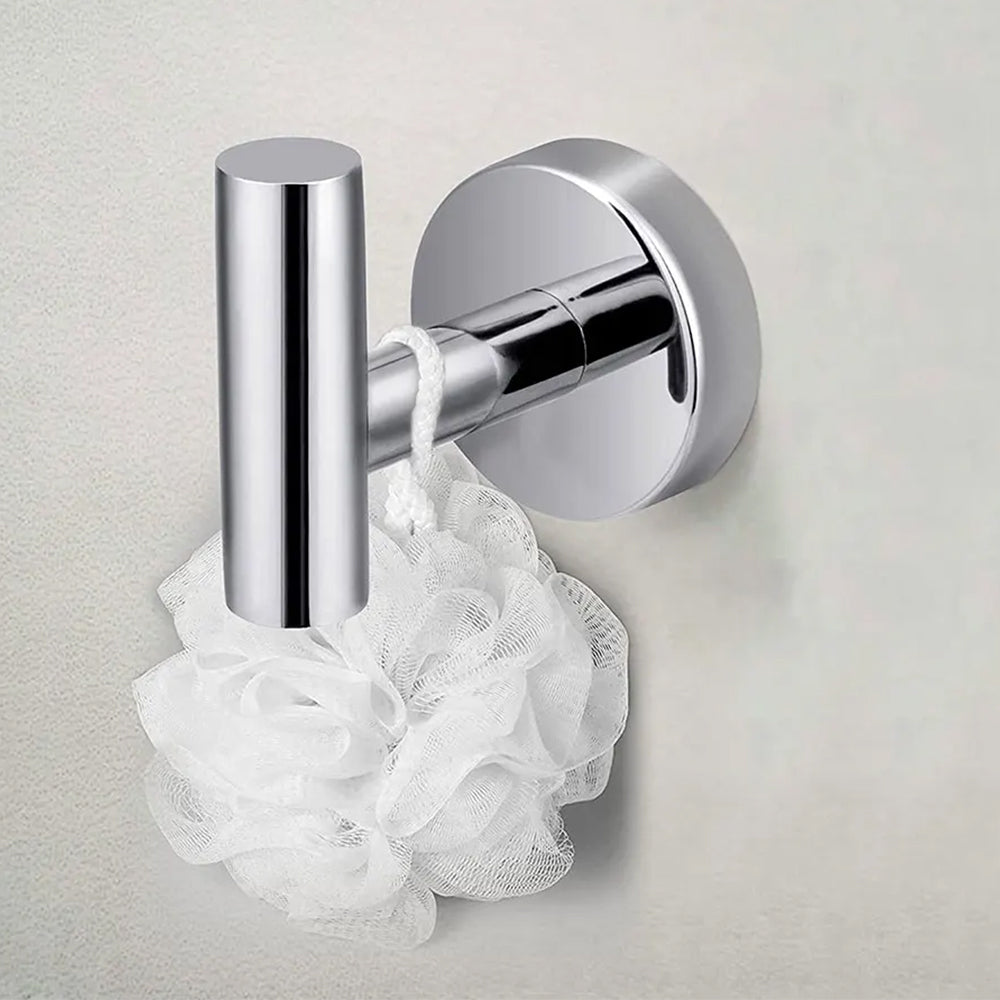 2Pcs Bathroom Towel Robe Wall Mounted Hook Stainless Steel Door Hanger Silver