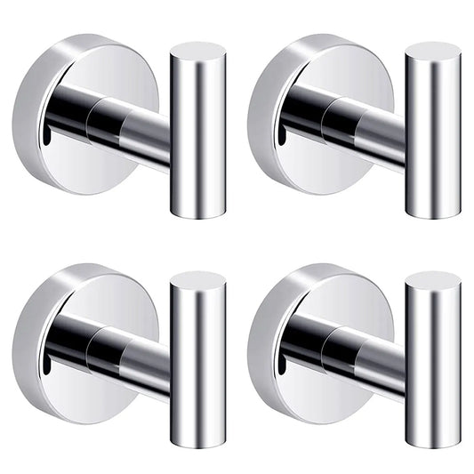 4Pcs Bathroom Towel Robe Wall Mounted Hook Stainless Steel Door Hanger Silver