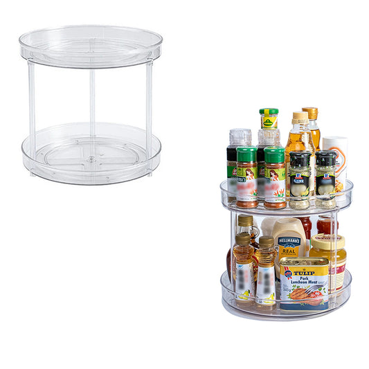 2 Tier Lazy Susan Turntable Spice Rack Organizer for Kitchen Storage Tray S