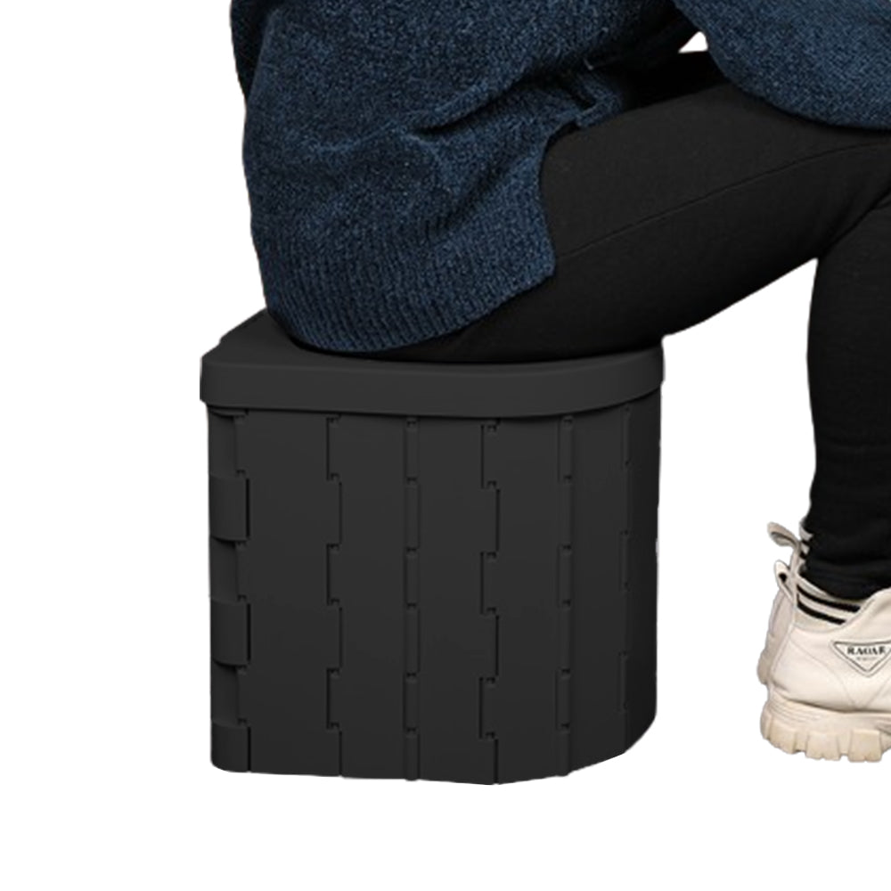 Portable Camping Folding Toilet for Adults with Lid Black