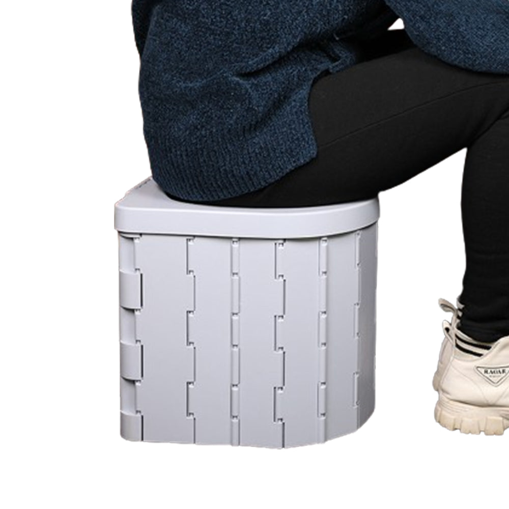 Portable Camping Folding Toilet for Adults with Lid Grey