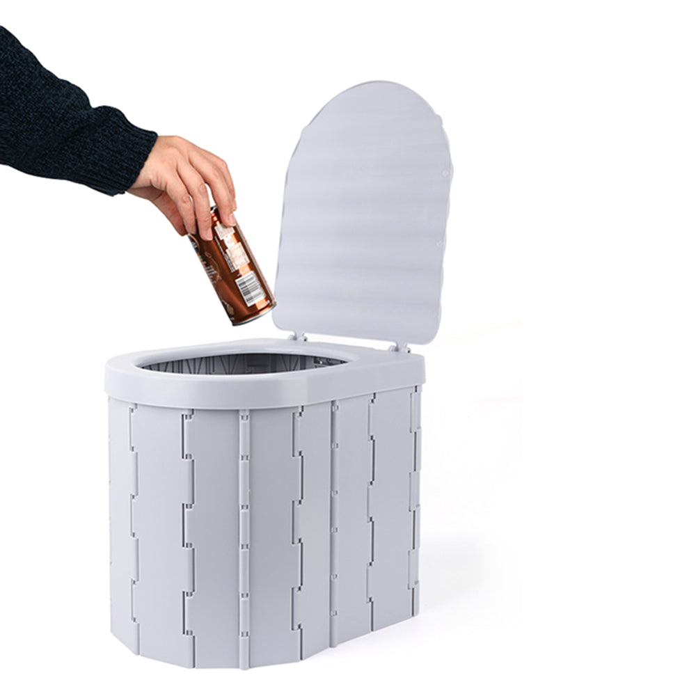 Portable Camping Folding Toilet for Adults with Lid Grey