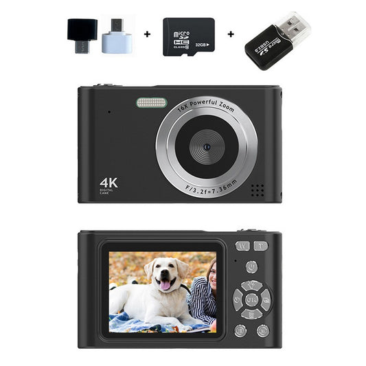 4K HD Digital Camera 16X Zoom 48MP Digital Camera with 32G SD Card Black