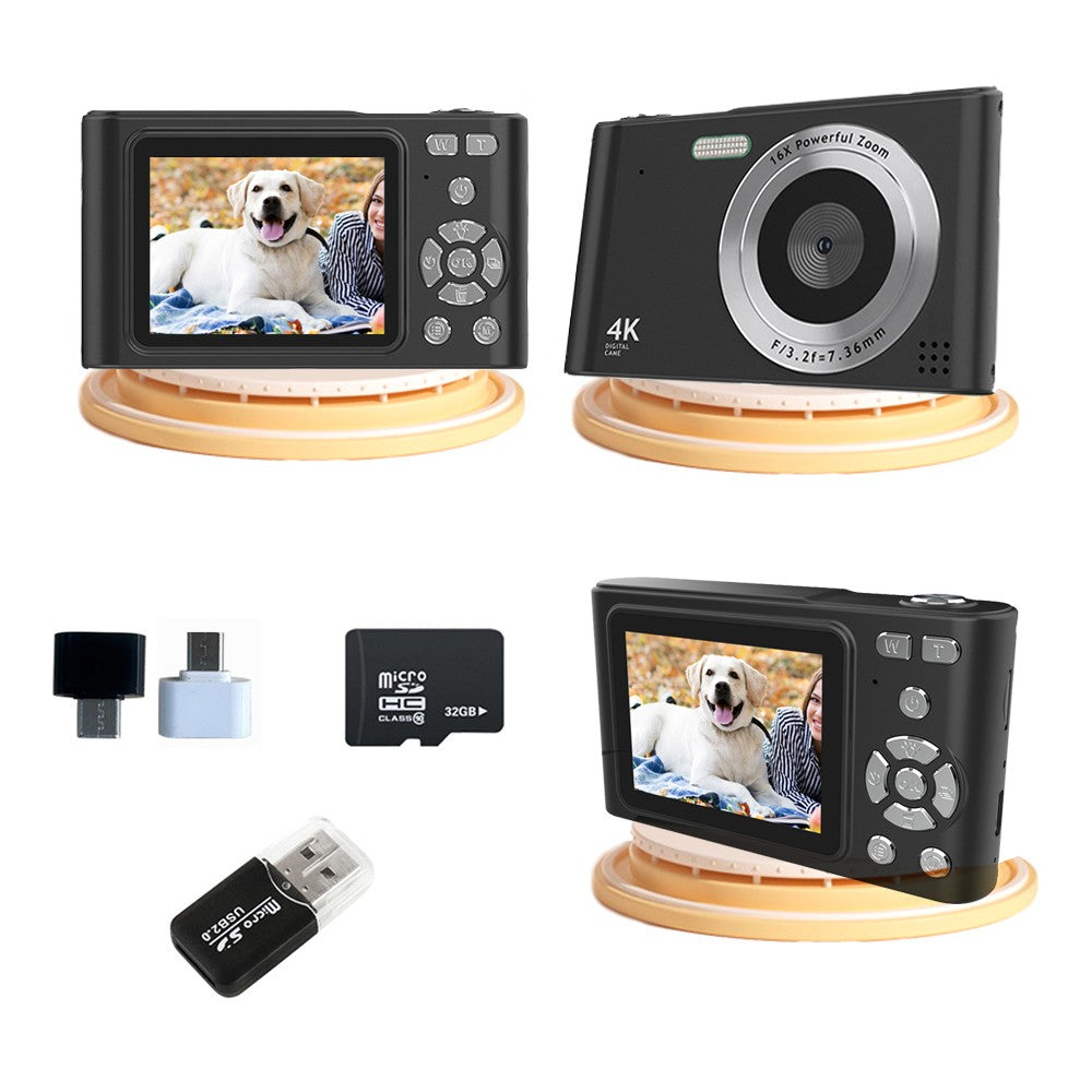 4K HD Digital Camera 16X Zoom 48MP Digital Camera with 32G SD Card Black