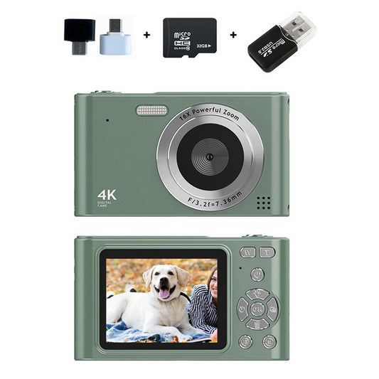 4K HD Digital Camera 16X Zoom 48MP Digital Camera with 32G SD Card Green