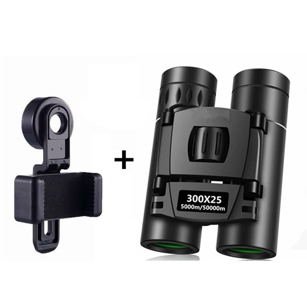 300x25 Folding High Powered Binoculars with Phone Holder