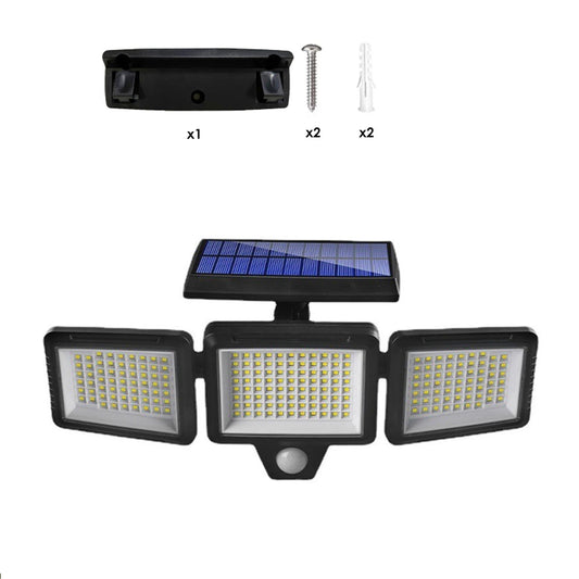3 Head Motion Sensor Solar Light Wall Lamp for Front Door Backyard Porch