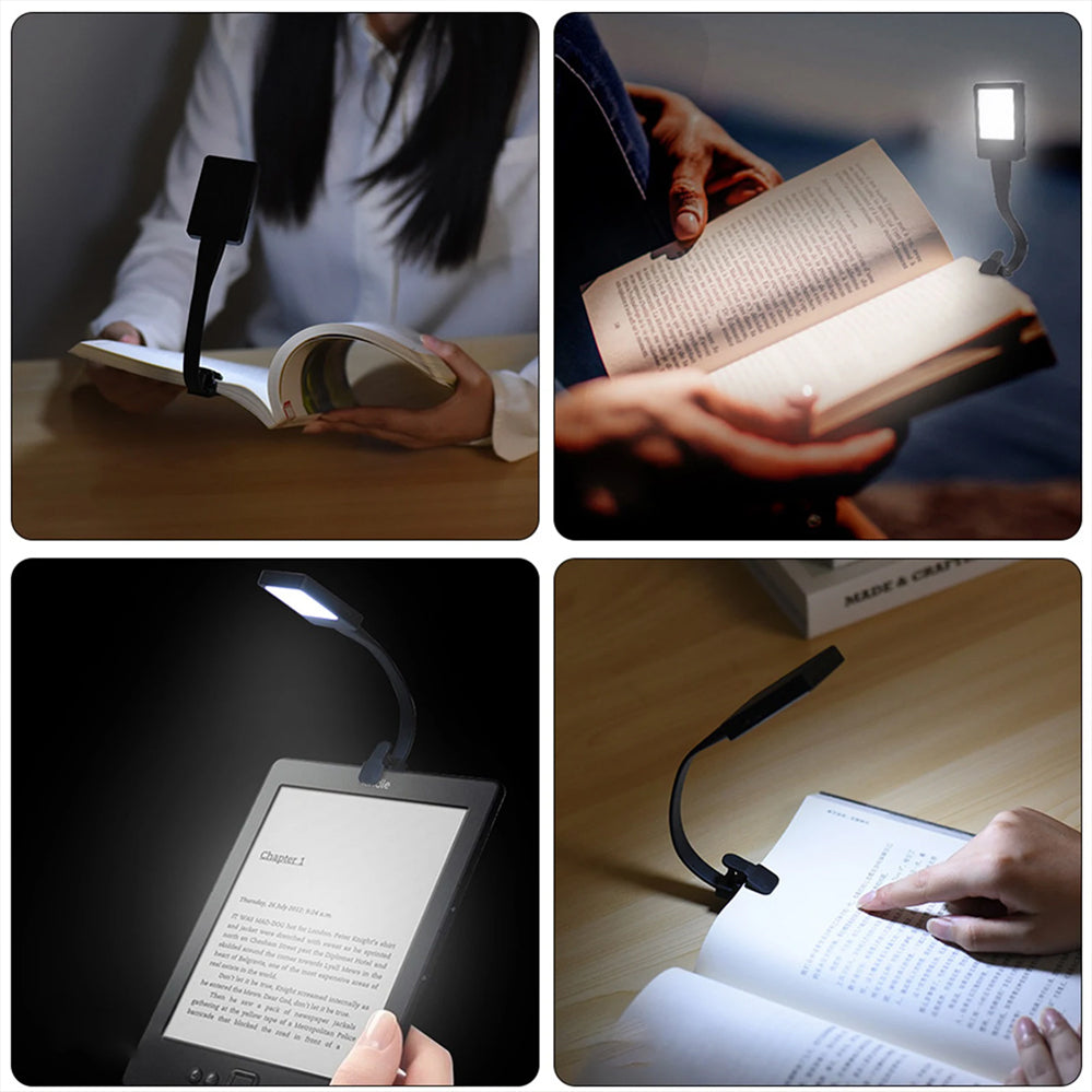 LED Reading Light USB Rechargeable Clip On Bed Desk Table Black