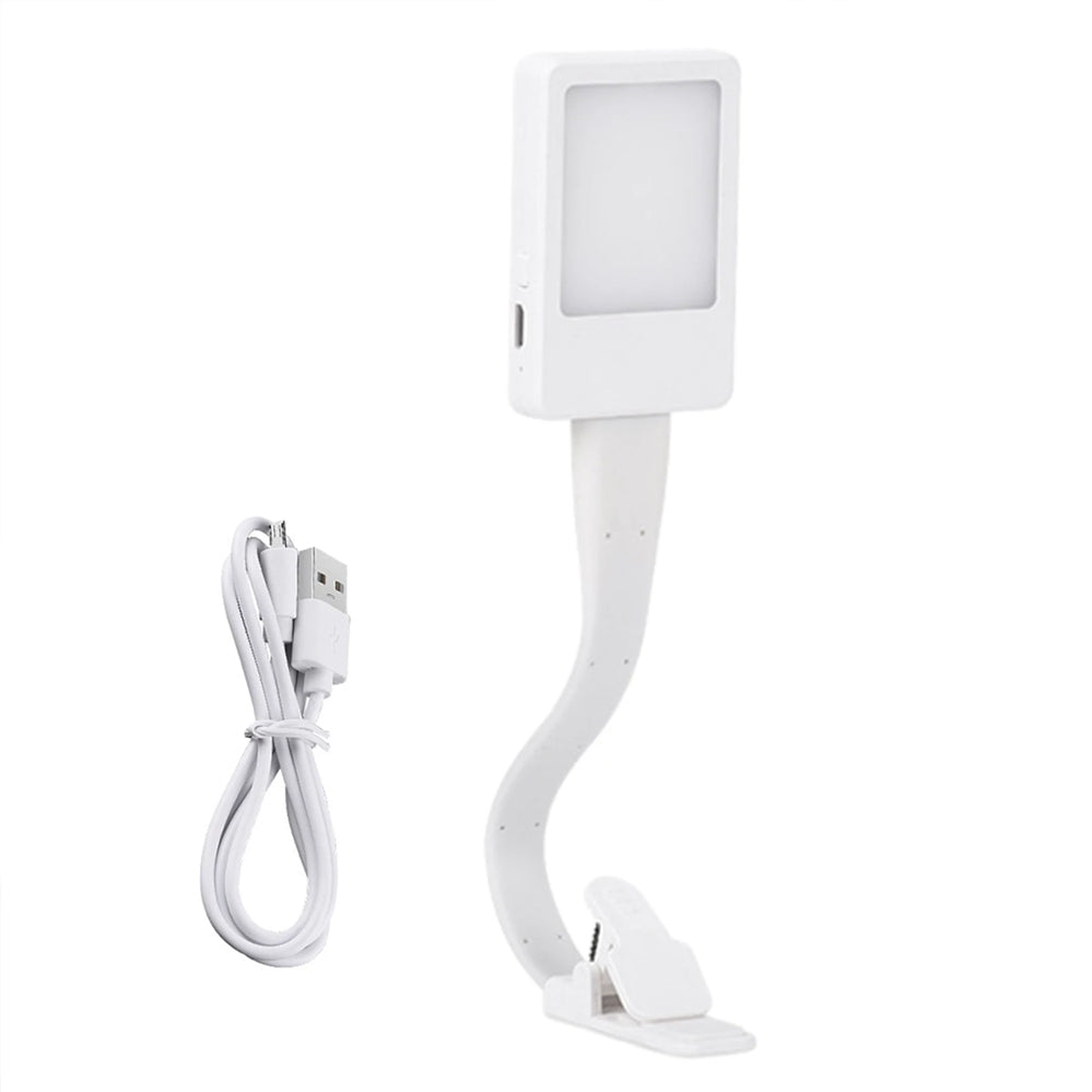 LED Reading Light USB Rechargeable Clip On Bed Desk Table White