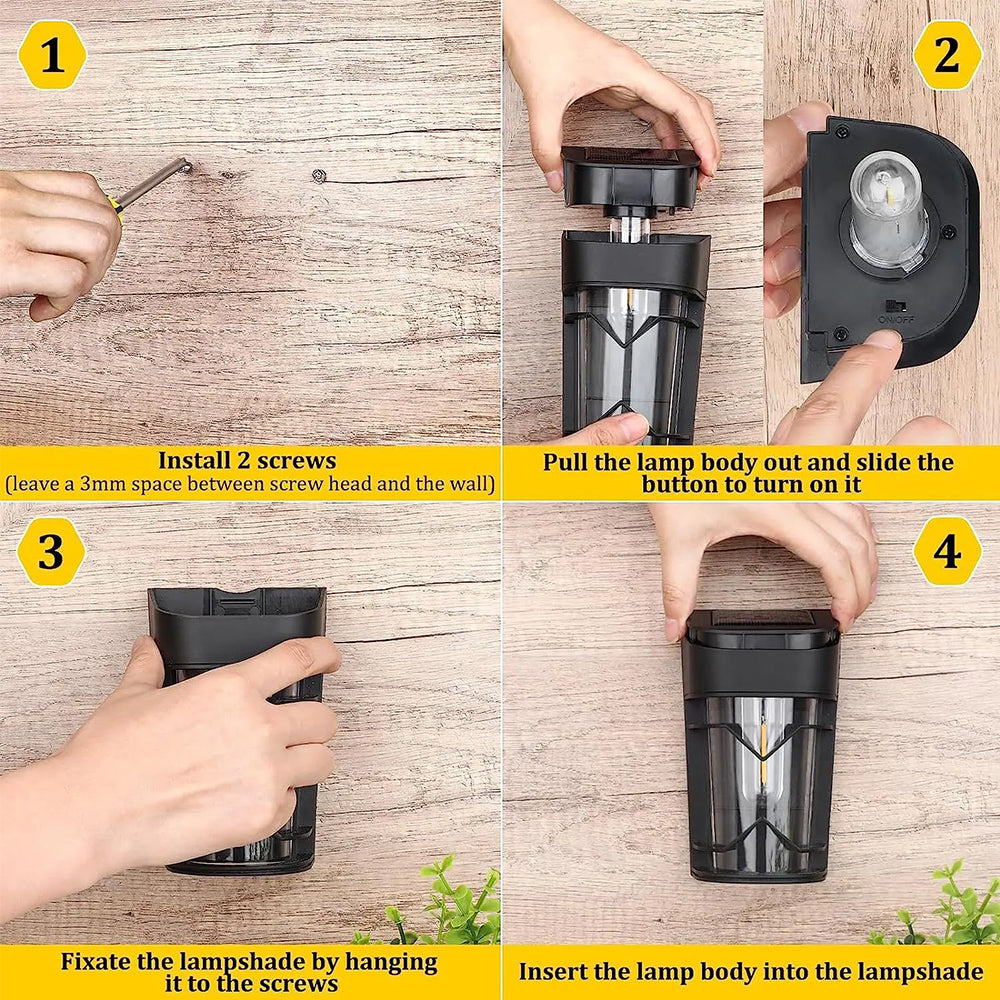 Solar Fence Light Water-resistant Outdoor Wall Lamp for Garden Patio Decor