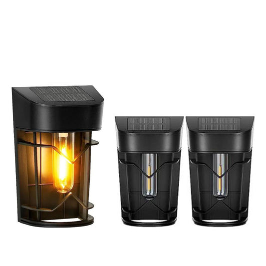 2Pcs Solar Fence Light Water-resistant Outdoor Wall Lamp for Garden Patio Decor