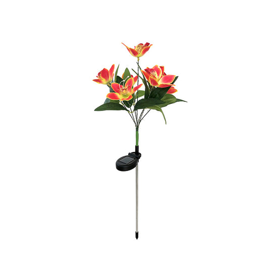 7 Head Solar Orchid Lamp Garden Water-resistant Flower Light Lamp Orange