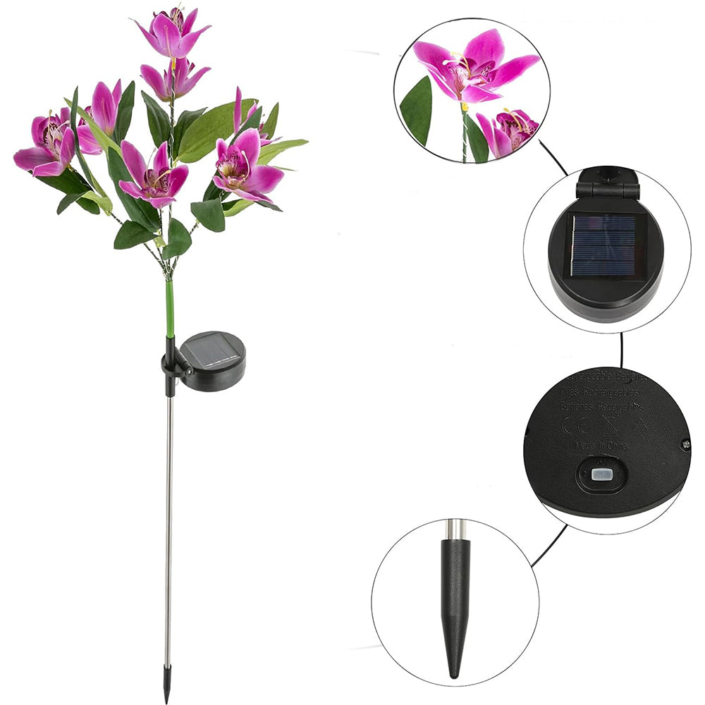 7 Head Solar Orchid Lamp Garden Water-resistant Flower Light Lamp Purple