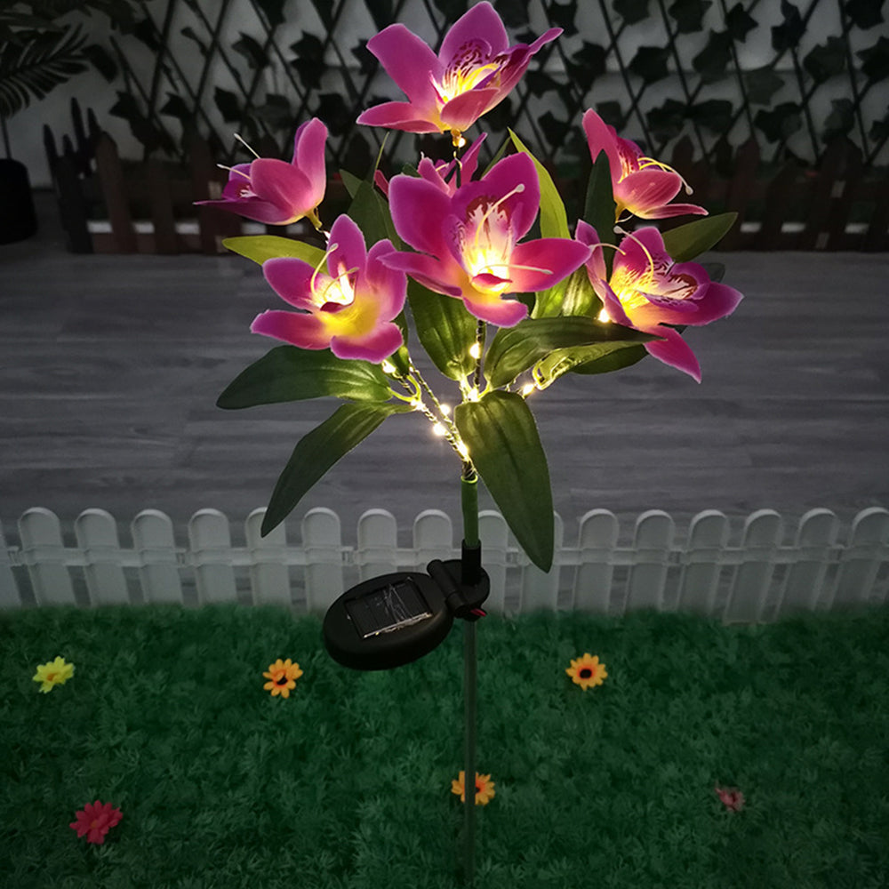 7 Head Solar Orchid Lamp Garden Water-resistant Flower Light Lamp Purple