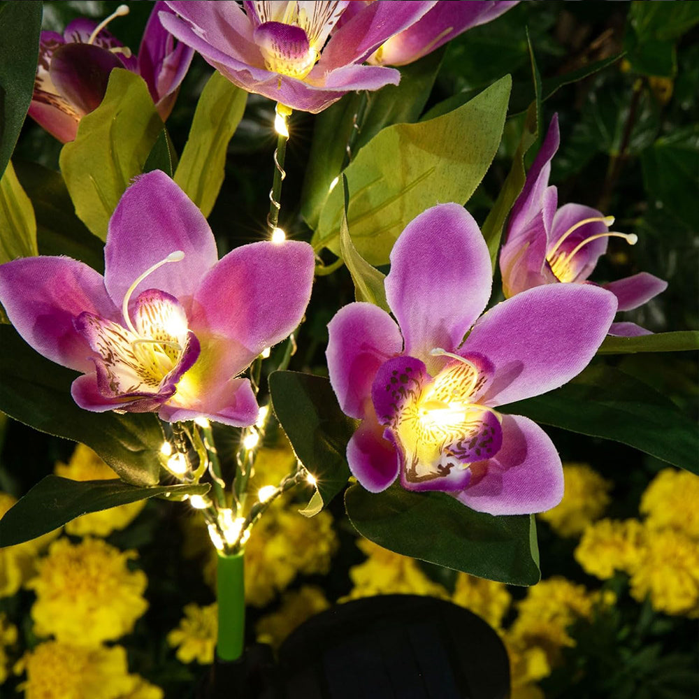 7 Head Solar Orchid Lamp Garden Water-resistant Flower Light Lamp Purple