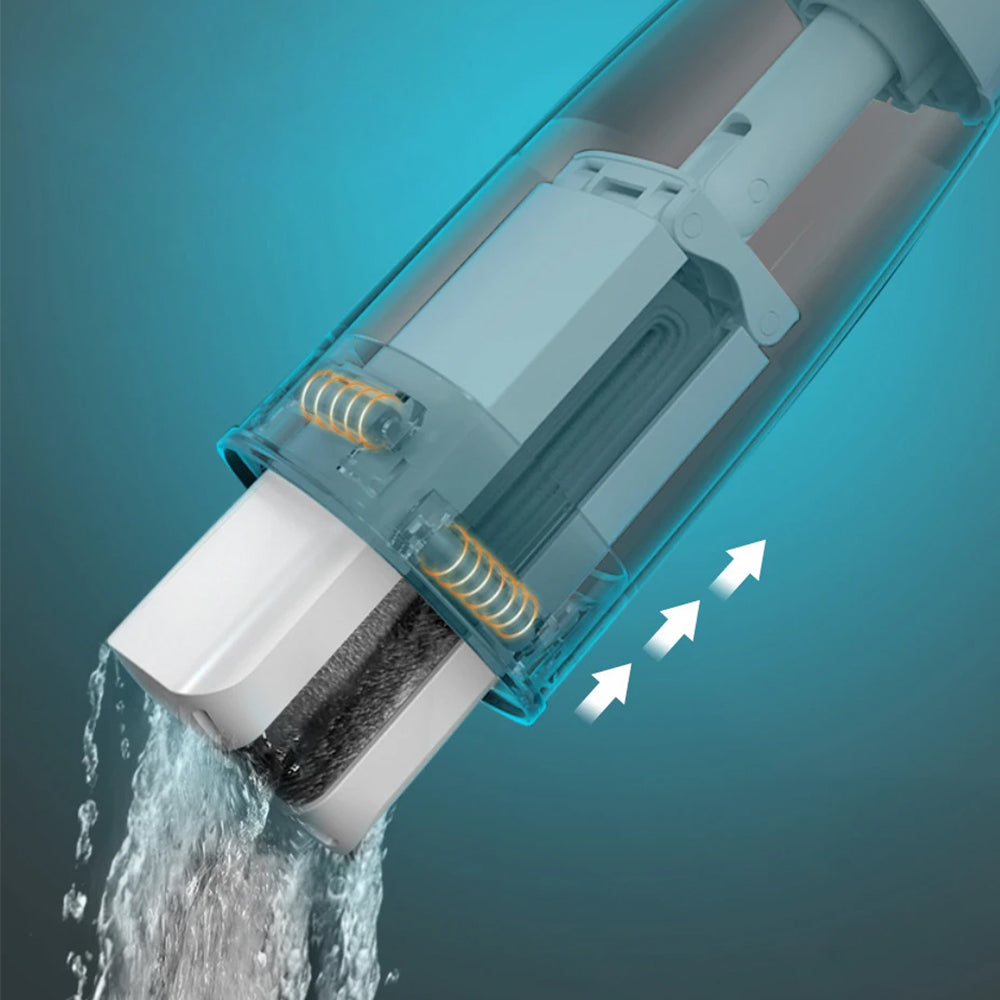 Self-Wringing Mop with 2 Replaceable Sponge Mop Heads 1 Collapsible Bucket