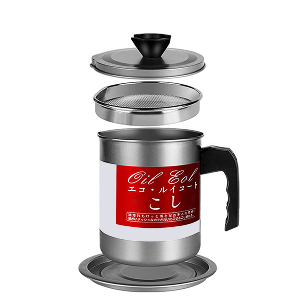 1.7L Stainless Steel Bacon Grease Oil Container Keeper Storage Can with Strainer