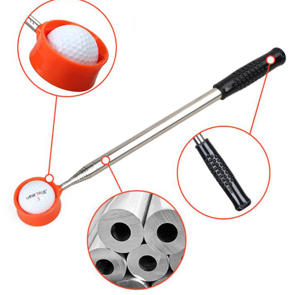 Golf Ball Retriever 10 Section Telescopic Stainless Steel Hexagonal Orange