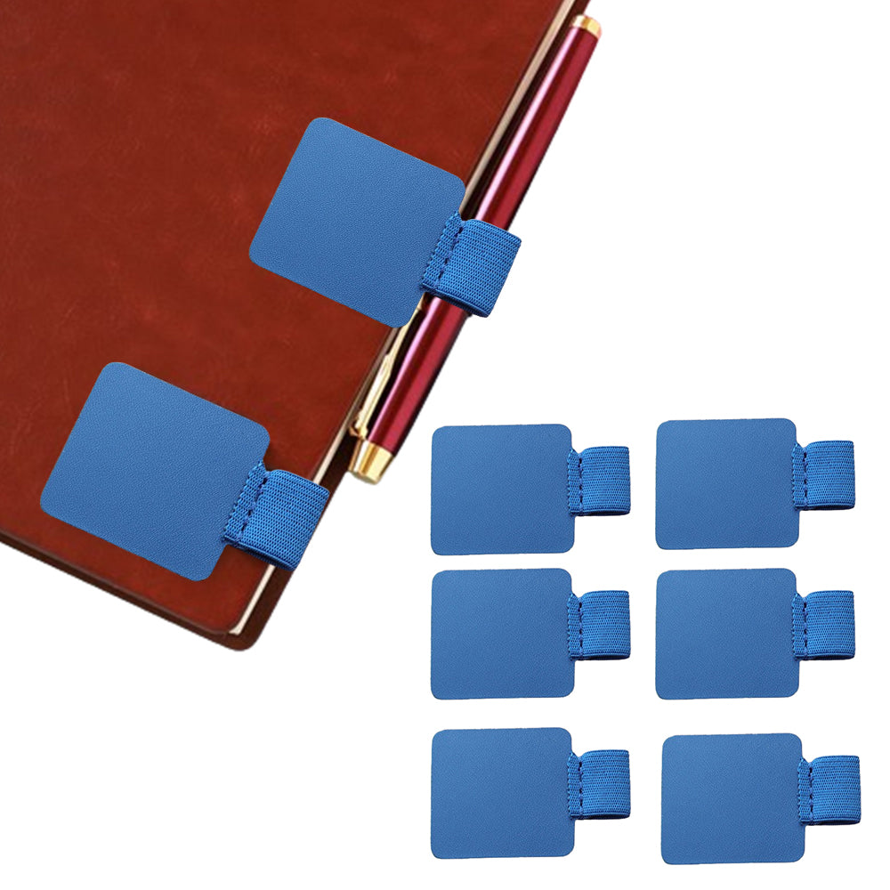 6Pcs Self-Adhesive Pen Clip Elastic Loop for Notebooks Blue