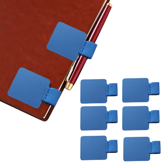 6Pcs Self-Adhesive Pen Clip Elastic Loop for Notebooks Blue