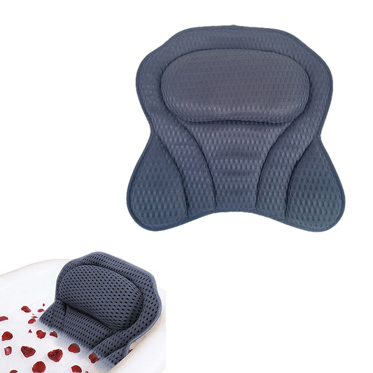 4D Mesh Bath Pillows for Tub Neck and Back Support Grey