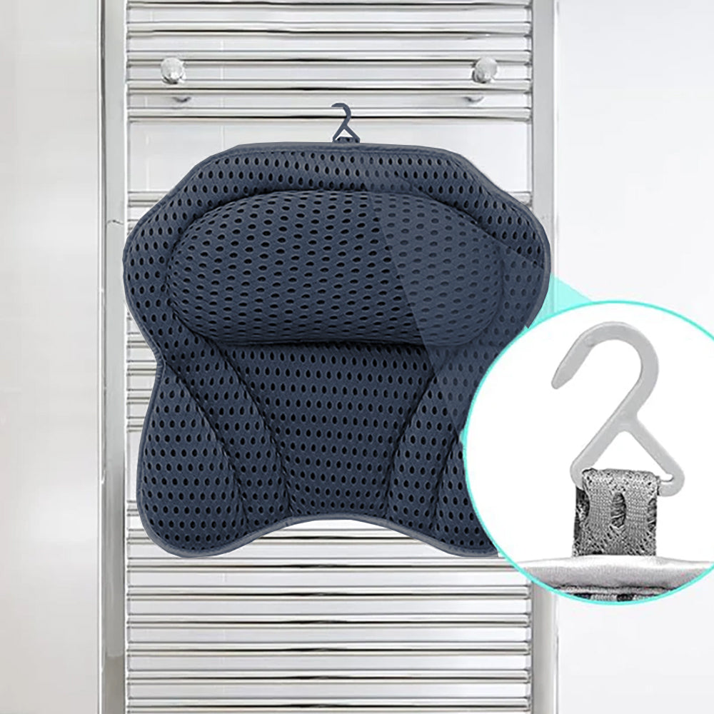 4D Mesh Bath Pillows for Tub Neck and Back Support Grey