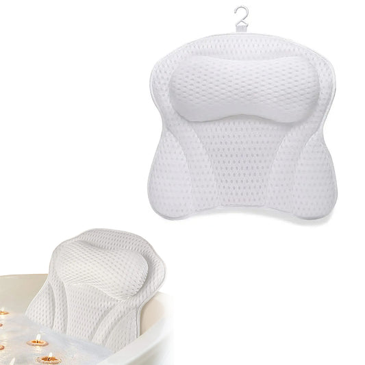 4D Mesh Bath Pillows for Tub Neck and Back Support White