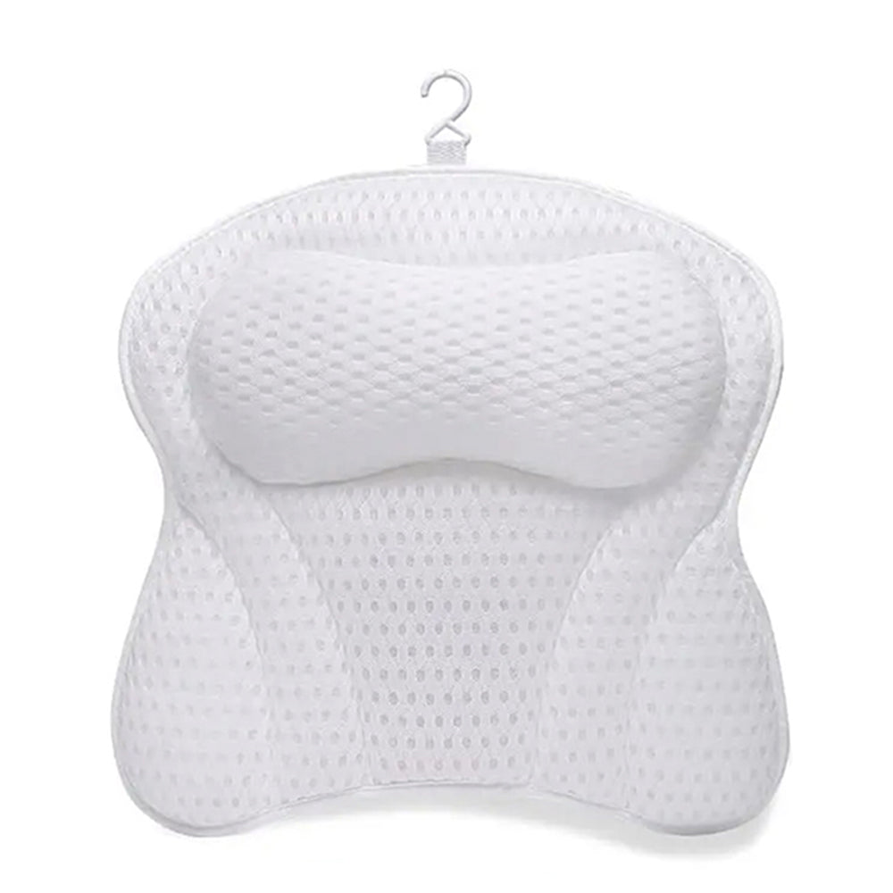 4D Mesh Bath Pillows for Tub Neck and Back Support White