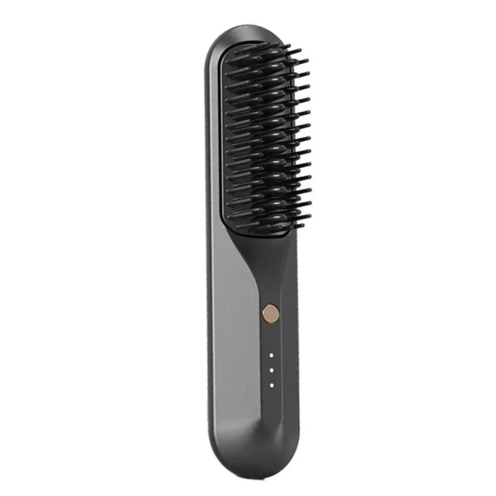Portable Cordless Hair Straightener Brush Negative Ion Heating Black