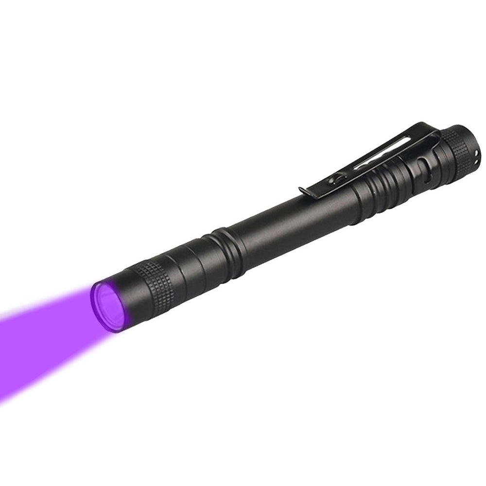 LED Pen Flashlight Clip Mini Light Pocket Portable Purple Light