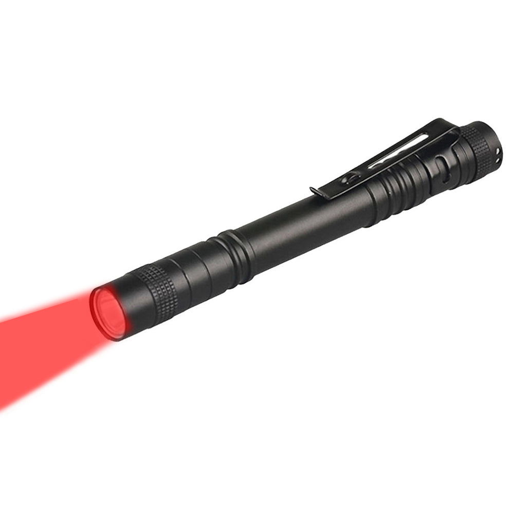 LED Pen Flashlight Clip Mini Light Pocket Portable Red Light
