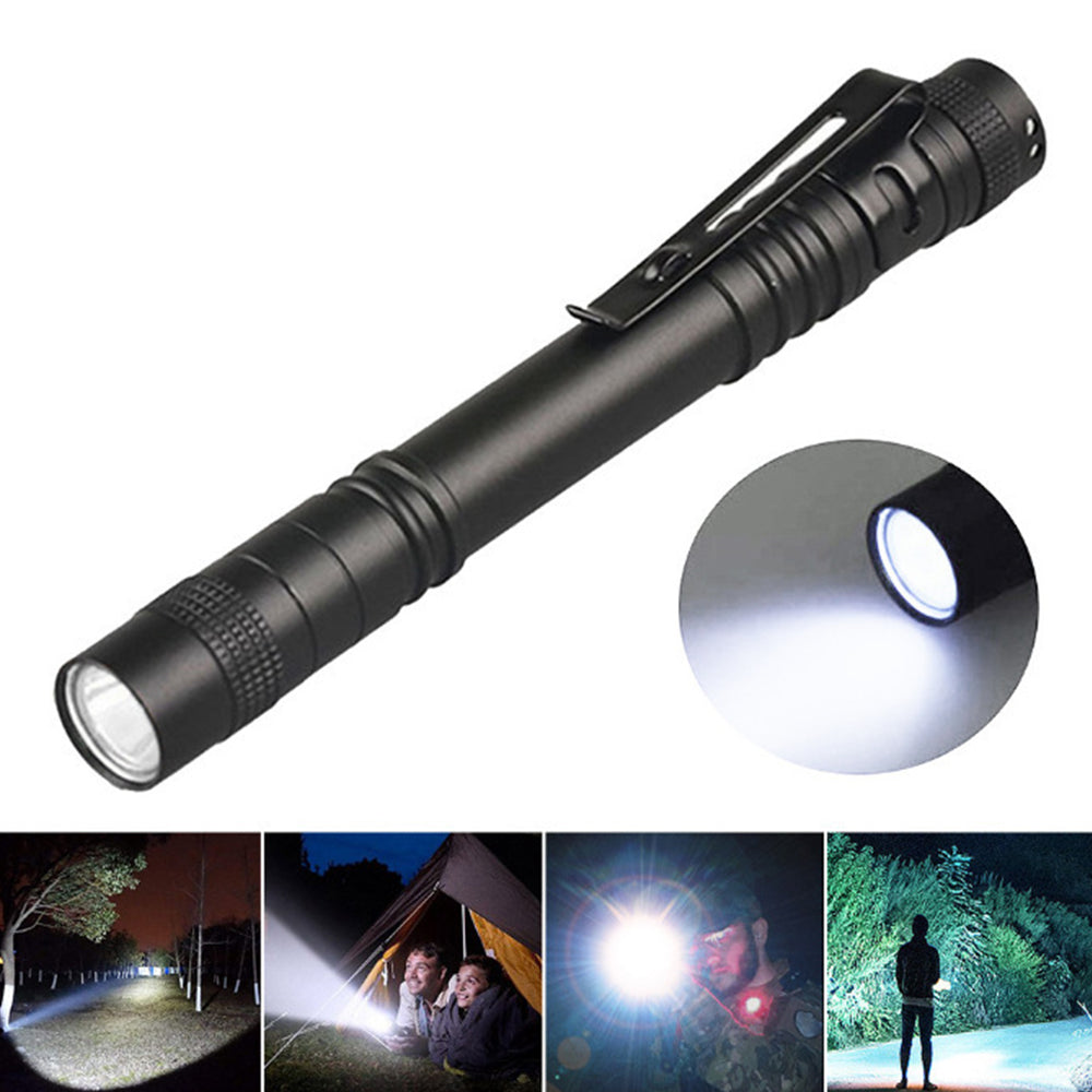 LED Pen Flashlight Clip Mini Light Pocket Portable White Light