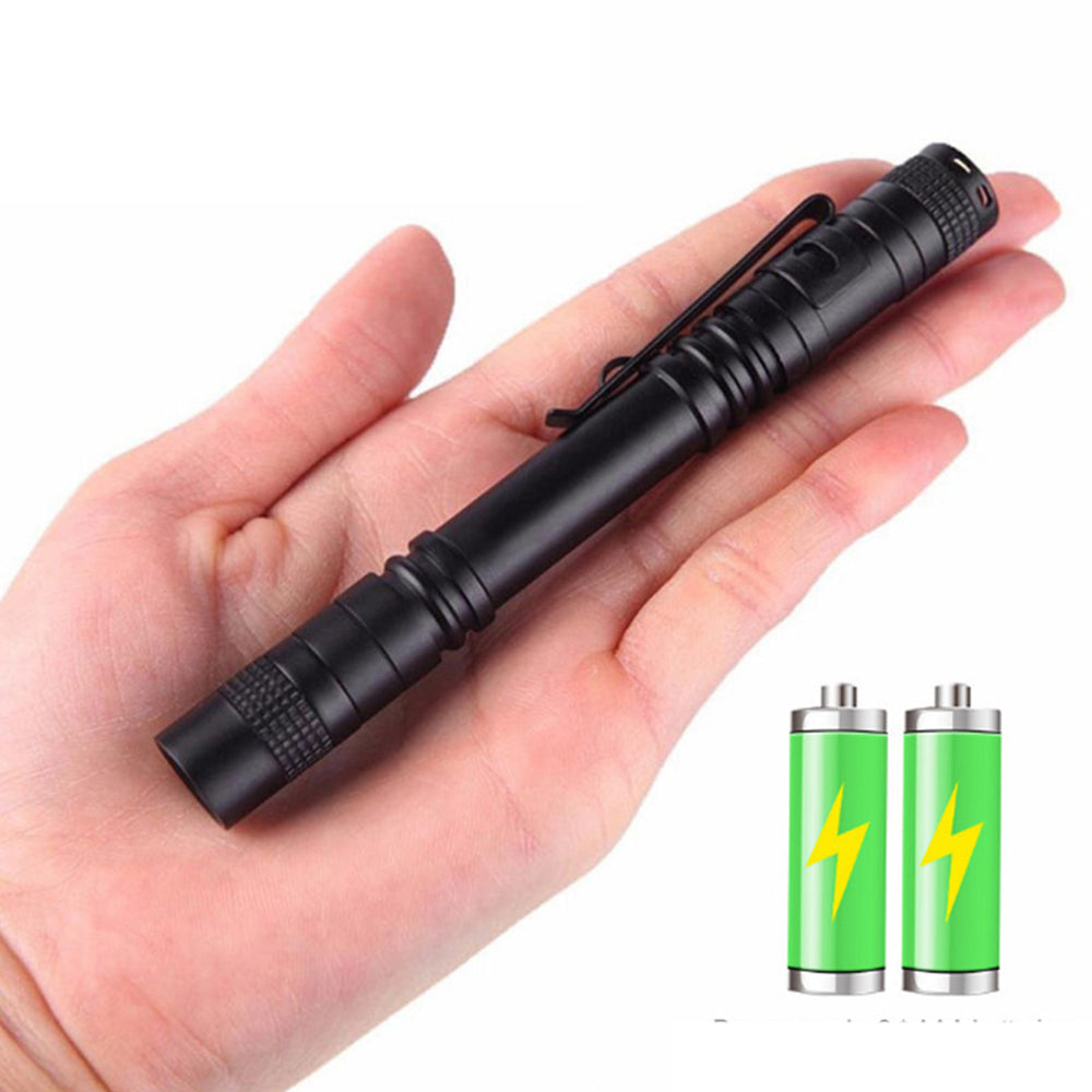 LED Pen Flashlight Clip Mini Light Pocket Portable White Light