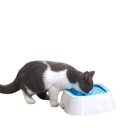 1.5L Pet Dog Cat Water Bowl No-Spill Slow Feeder Blue