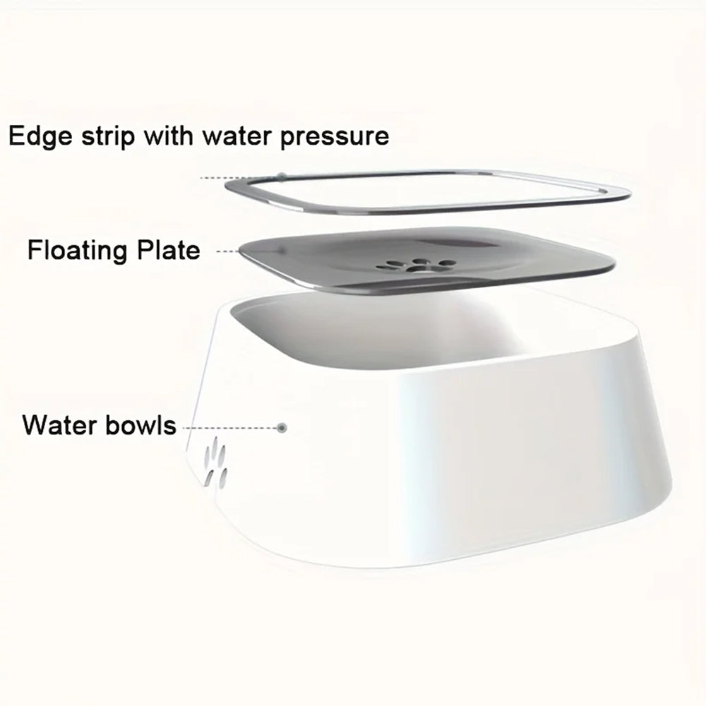 1.5L Pet Dog Cat Water Bowl No-Spill Slow Feeder Blue